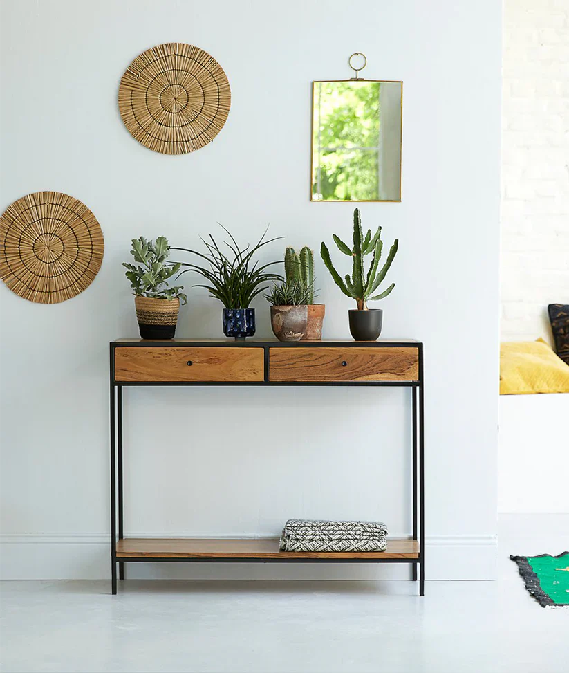2 drawer rustic console