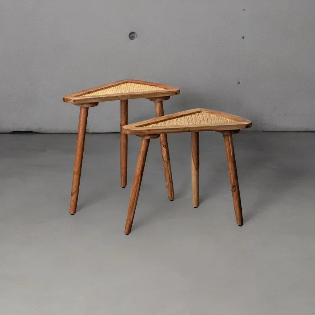 NaturaleCané Modern Solid Mango Wood & Cane Side Table – Natural Finish, Custom Heights by J.L.HOME DECOR