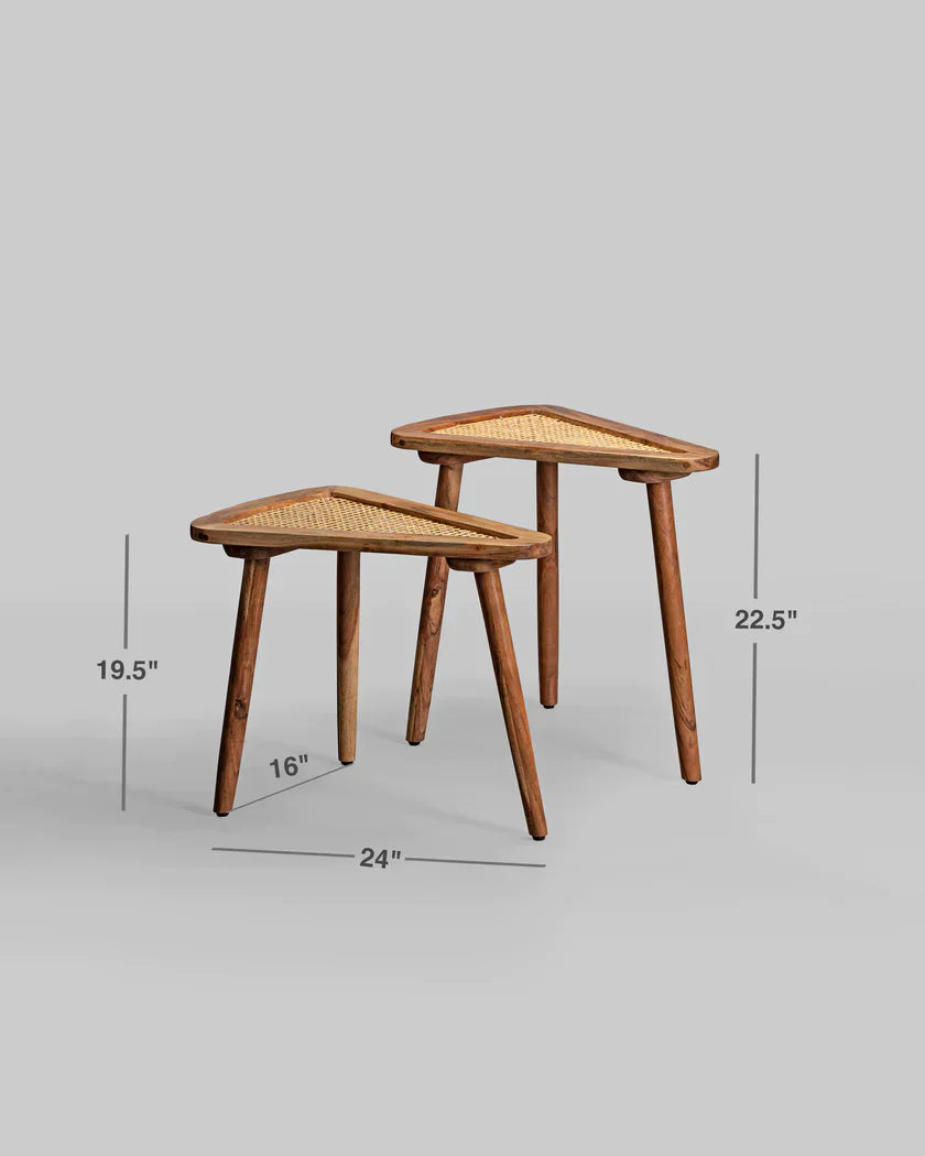 NaturaleCané Modern Solid Mango Wood & Cane Side Table – Natural Finish, Custom Heights by J.L.HOME DECOR