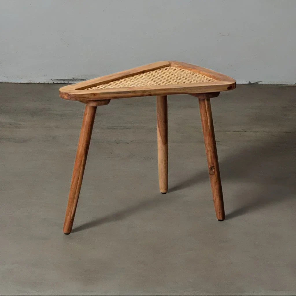 NaturaleCané Modern Solid Mango Wood & Cane Side Table – Natural Finish, Custom Heights by J.L.HOME DECOR