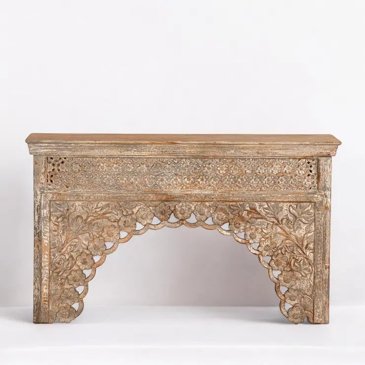 Arch Hand Carved Solid Wood Console Table Console Table  antique wood console table jlhomedecor2021.myshopify.com