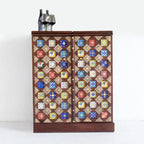 handmade bar cabinet, mango wood bar cabinet, moroccan tile cabinet, ceramic tile inlay, brass work cabinet, wine cabinet, liquor cabinet, home bar cabinet, dining room bar cabinet, living room bar cabinet, storage cabinet, 2 door cabinet, 2 drawer cabinet, wine rack cabinet, glass storage cabinet, drop down door cabinet, artisan made cabinet, premium wood cabinet, quality wood furniture, durable bar cabinet, sturdy cabinet, elegant bar cabinet, statement bar cabinet, moroccan style cabinet, global style ca
