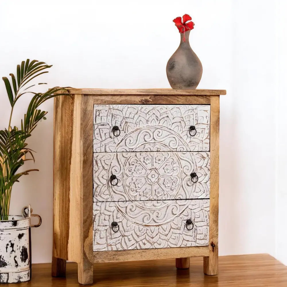 Rustic Three-Drawers Cabinet - white cabinet cabinet  antique white cabinets jlhomedecor2021.myshopify.com