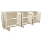 mango wood sideboard, carved sideboard, medallion sideboard, white sideboard, whitewashed sideboard, large sideboard, storage sideboard, circular carving, spiral medallion, coastal sideboard, accent cabinet, living room storage, dining room cabinet, hallway storage, behind sofa cabinet, statement sideboard, handmade sideboard, artisan made cabinet, premium wood furniture, quality furniture, durable cabinet, sturdy sideboard, timeless furniture, elegant sideboard, unique cabinet, decorative sideboard, focal 