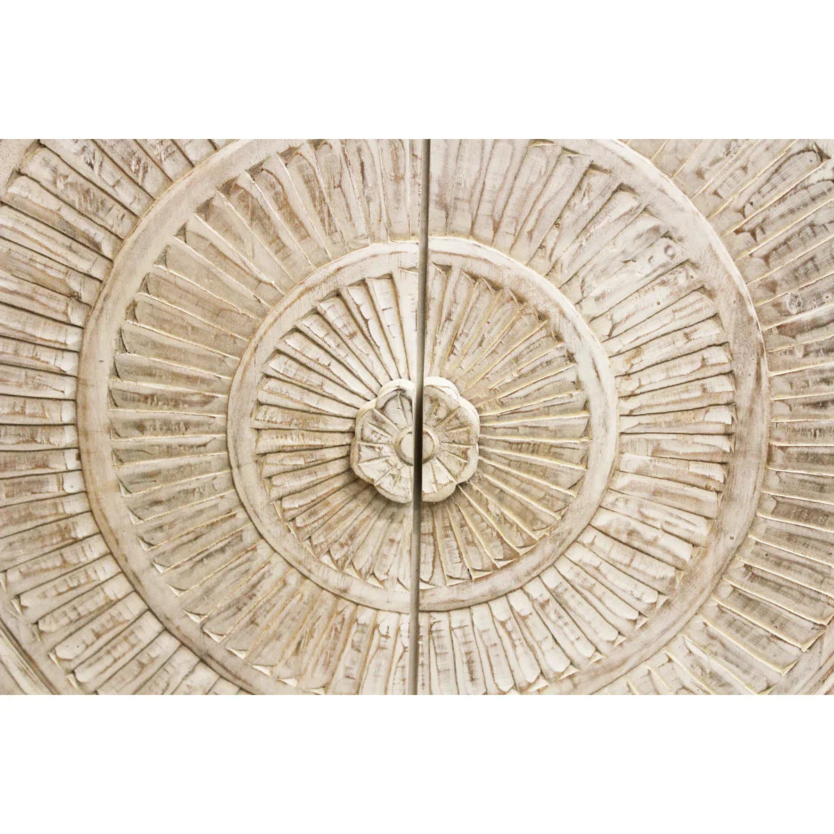 mango wood sideboard, carved sideboard, medallion sideboard, white sideboard, whitewashed sideboard, large sideboard, storage sideboard, circular carving, spiral medallion, coastal sideboard, accent cabinet, living room storage, dining room cabinet, hallway storage, behind sofa cabinet, statement sideboard, handmade sideboard, artisan made cabinet, premium wood furniture, quality furniture, durable cabinet, sturdy sideboard, timeless furniture, elegant sideboard, unique cabinet, decorative sideboard, focal 