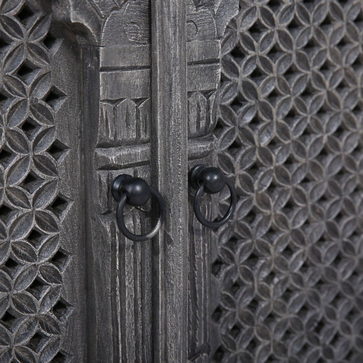 Carved Three Cabinet Door Grey Cabinet
