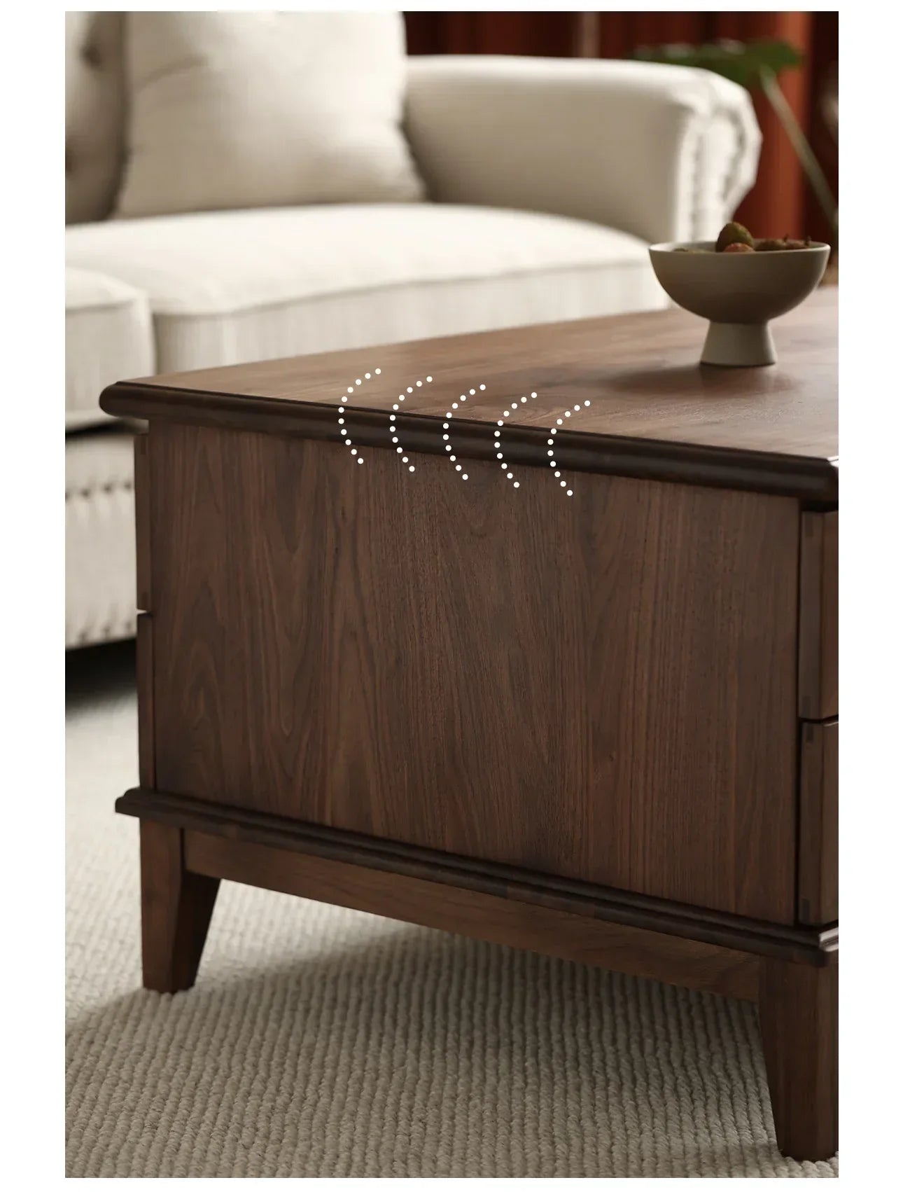 American Style Coffee Table Black Walnut Wood (Antique Luxurious)
