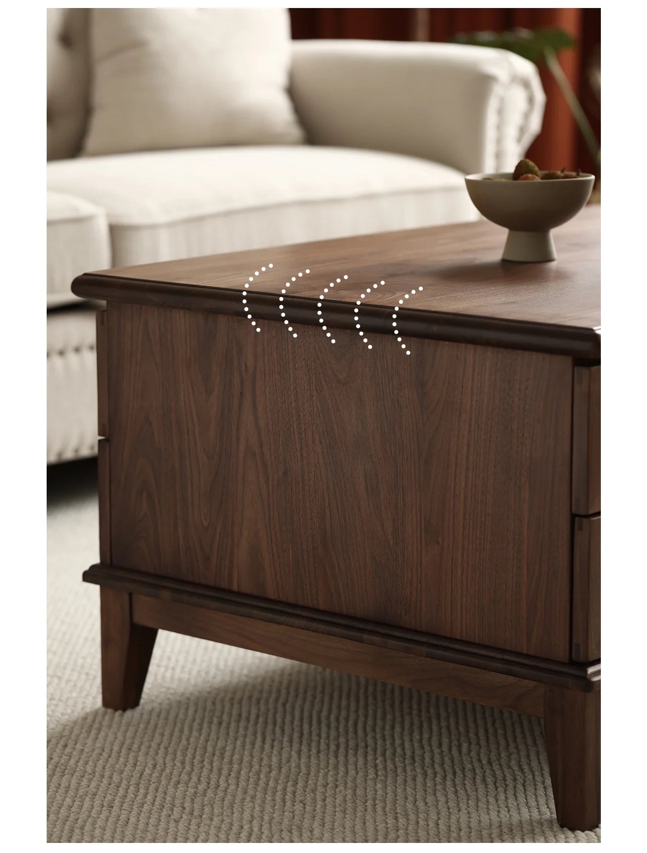 American Style Coffee Table Black Walnut Wood (Antique Luxurious)