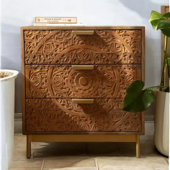 Drawer Hand Carving Chest Of Drawer With Metal Leg Chest of Drawer  antique-style chest jlhomedecor2021.myshopify.com