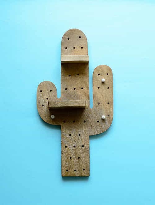 Wooden Stuck On You Cactus Shelf - J.L.HOME DECOR