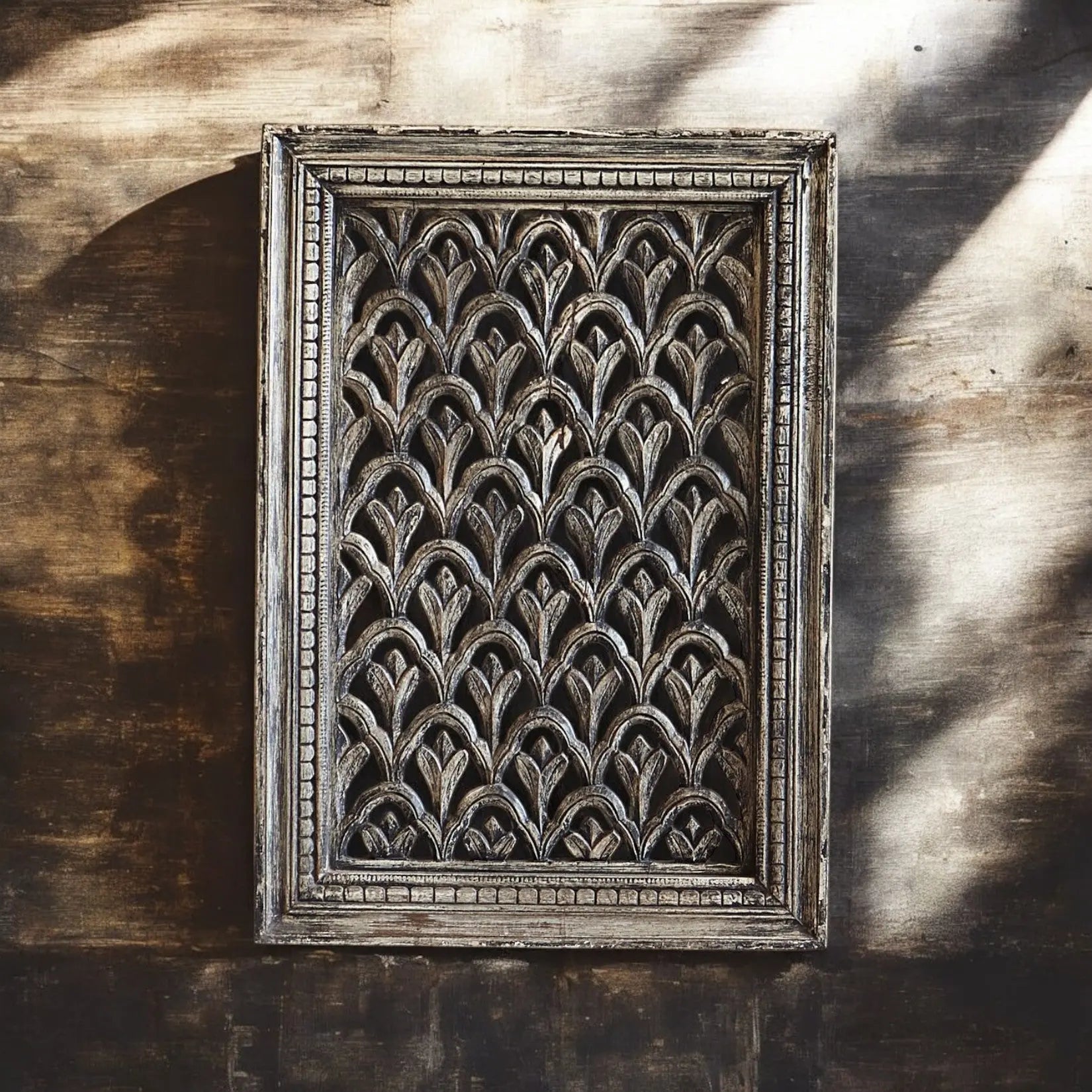 Handcrafted Wooden Carved Panel – Vintage Wall Decor (72x102cm) | J.L.HOME DECOR Headboard  3D wall decor jlhomedecor2021.myshopify.com