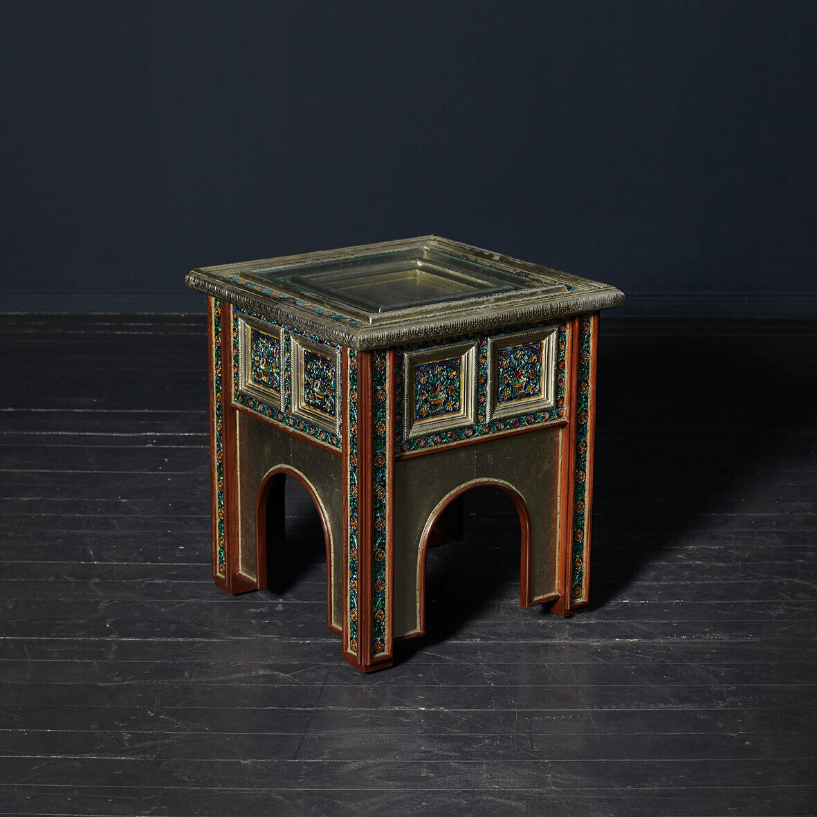 The Jodhpur Jewel Side Table | Handcrafted Mango Wood & Metal Accent Table | 54x54x61 cm