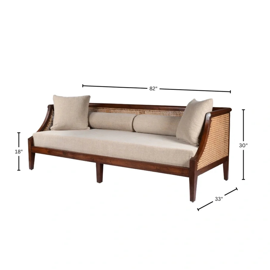 SAHARA CANE UPHOLSTERED COUCH