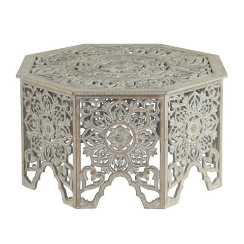 Indian Handmade wood carving Coffee Table / Centre Table - Handcarved conversion coffee table A Timeless Accent for Your Home 45x45x82Cms