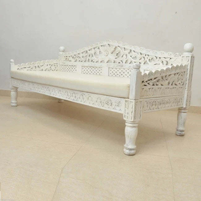 hand carved daybed, balinese daybed, whitewashed daybed, jali lattice daybed, mughal garden daybed, carved daybed, indian furniture, living room daybed, patio daybed, sunroom daybed, outdoor daybed, handmade daybed, artisan made daybed, premium wood daybed, quality wood furniture, durable daybed, sturdy daybed, timeless daybed, elegant daybed, statement daybed, grand daybed, heirloom daybed, coastal daybed, shabby chic daybed, eclectic daybed, farmhouse daybed, vintage daybed, traditional daybed, ornate day