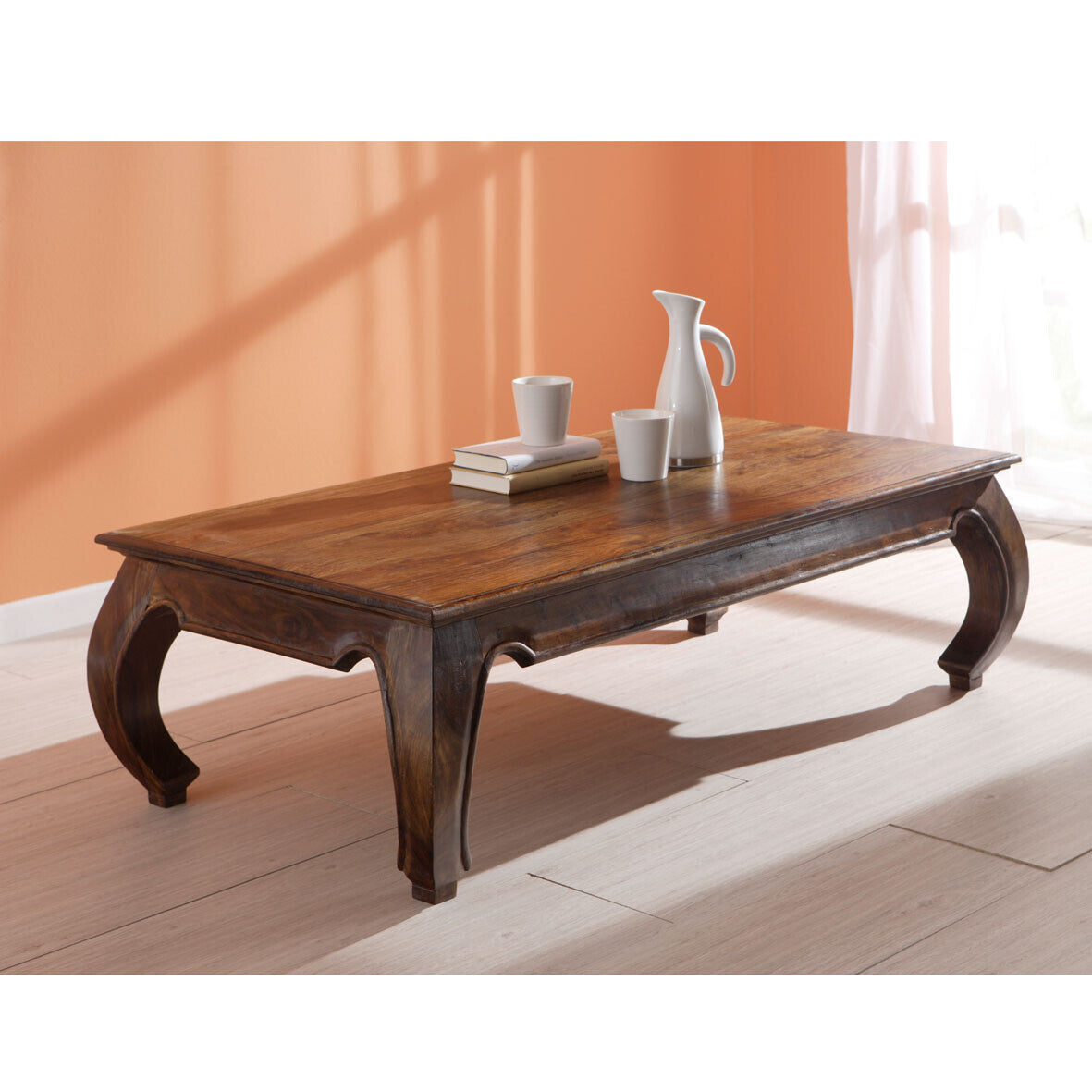 Opium Solid Rosewood Coffee Table - Handcrafted Sheesham Wood Large Center Table