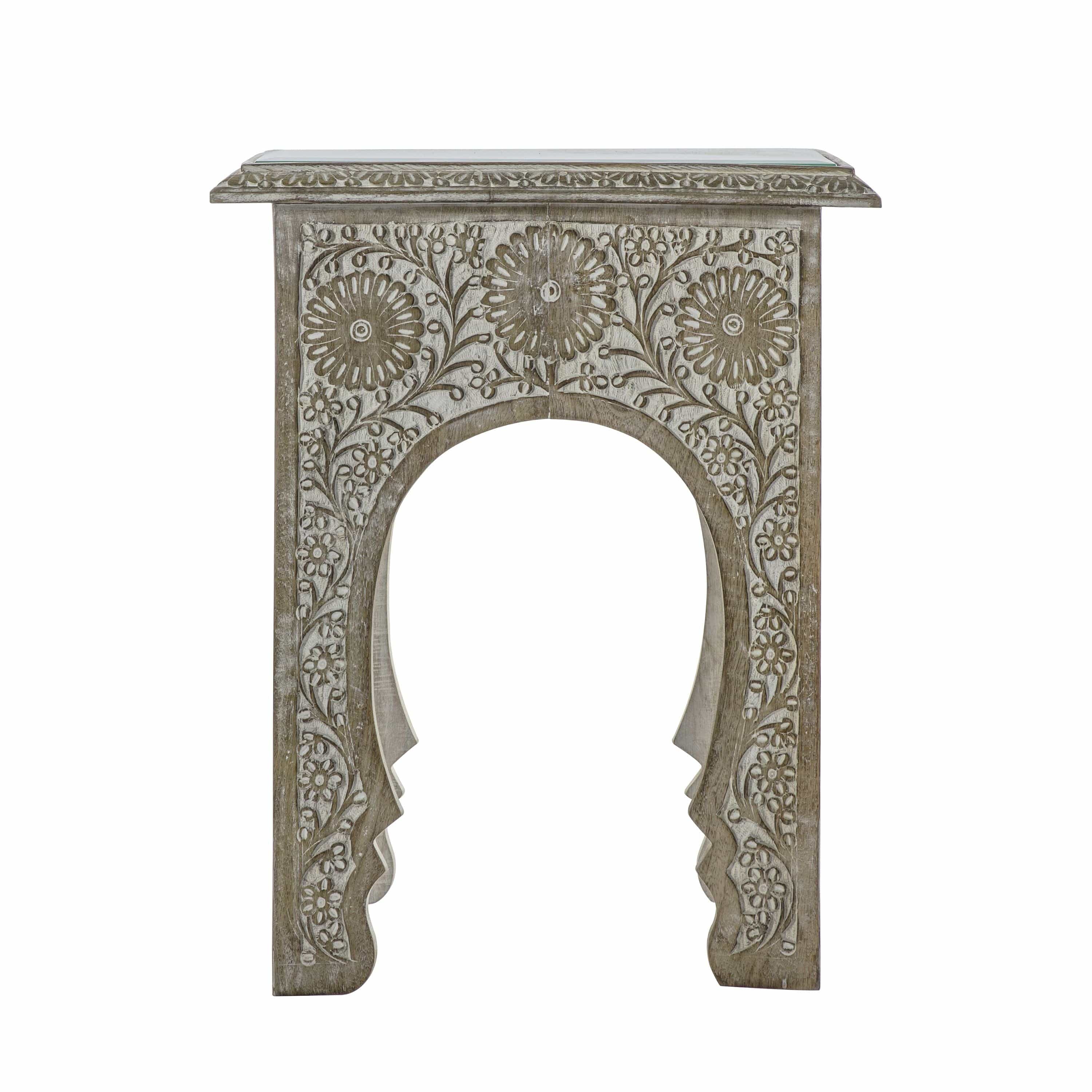 Indian Handcarved Mango Wood Bedside Table : Perfect Addition to Your Bedroom/living room - J.L.HOME DECOR