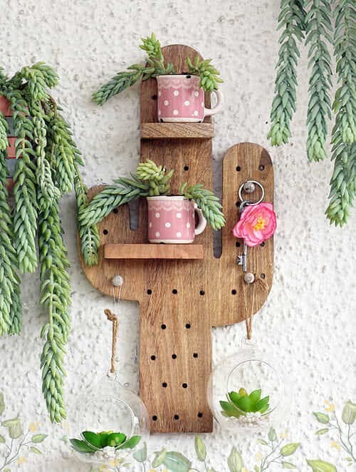 Wooden Stuck On You Cactus Shelf - J.L.HOME DECOR