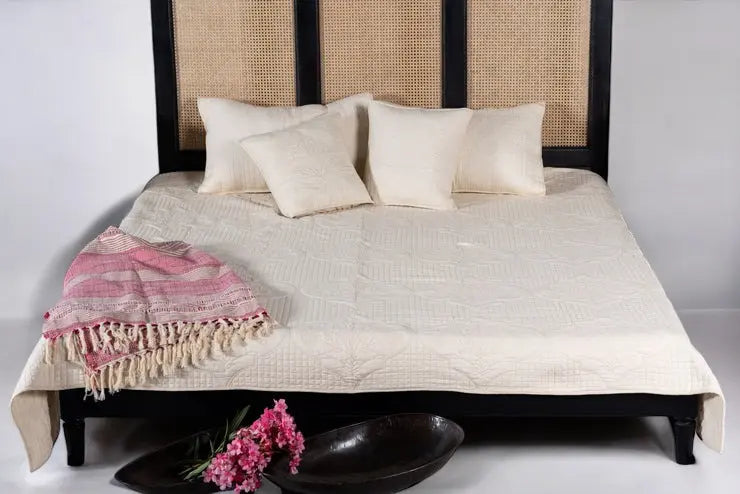 Noir Cane Bed | Handcrafted Black Mango Wood Bed with Three Cane Panels | King Size | Living Furn India Bed  Bed Frame jlhomedecor2021.myshopify.com