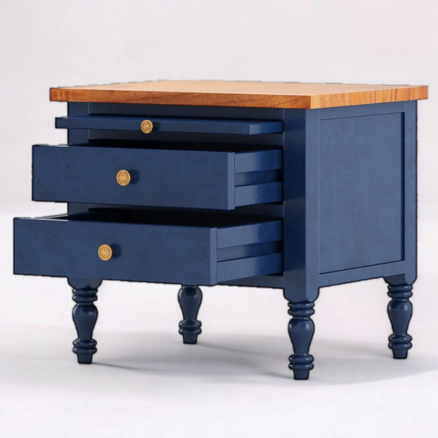 Nautilus Bedside Table | Handcrafted Mango Wood Nightstand with Drawers | Distressed Blue & Natural Finish | Living Furn India Bedsides Table  2-Drawer Nightstand jlhomedecor2021.myshopify.com