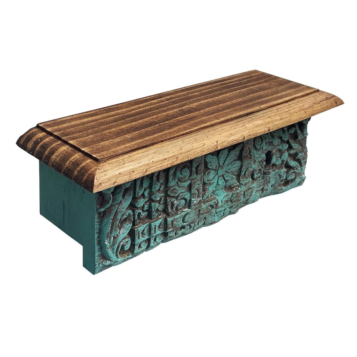 Handcrafted Set of 3 Antique Wooden Wall Shelves – Vintage Carved Living Room Decor