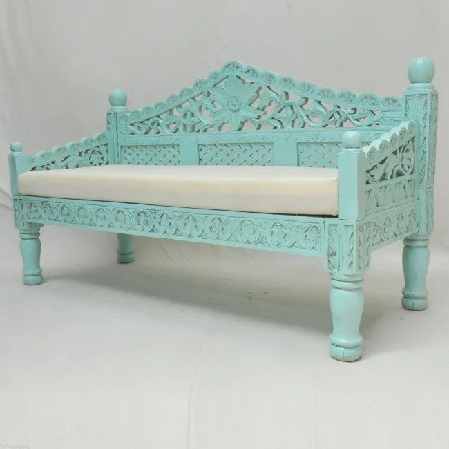 hand carved daybed, balinese daybed, turquoise daybed, jali lattice daybed, mughal garden daybed, carved daybed, indian furniture, living room daybed, patio daybed, sunroom daybed, outdoor daybed, handmade daybed, artisan made daybed, premium wood daybed, quality wood furniture, durable daybed, sturdy daybed, timeless daybed, elegant daybed, statement daybed, grand daybed, heirloom daybed, tropical daybed, bohemian daybed, eclectic daybed, vintage daybed, traditional daybed, ornate daybed, classic daybed, d
