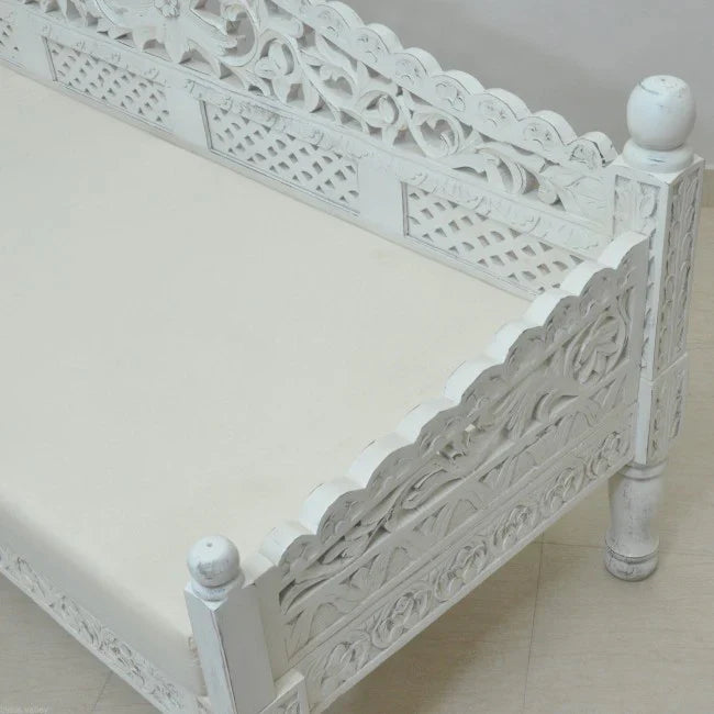 hand carved daybed, balinese daybed, whitewashed daybed, jali lattice daybed, mughal garden daybed, carved daybed, indian furniture, living room daybed, patio daybed, sunroom daybed, outdoor daybed, handmade daybed, artisan made daybed, premium wood daybed, quality wood furniture, durable daybed, sturdy daybed, timeless daybed, elegant daybed, statement daybed, grand daybed, heirloom daybed, coastal daybed, shabby chic daybed, eclectic daybed, farmhouse daybed, vintage daybed, traditional daybed, ornate day