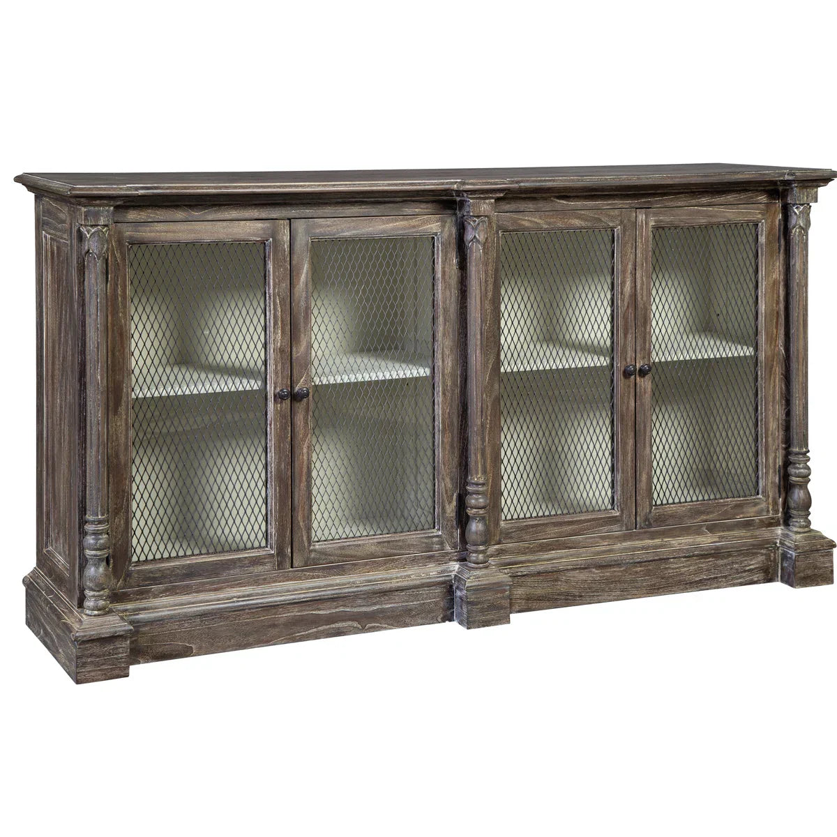 wood metal sideboard, jali sideboard, glass door sideboard, mesh door sideboard, display cabinet, distressed grey sideboard, storage sideboard, carved sideboard, vintage sideboard, accent cabinet, living room storage, dining room cabinet, hallway cabinet, entryway storage, statement sideboard, handmade sideboard, artisan made cabinet, premium wood furniture, quality furniture, durable cabinet, sturdy sideboard, timeless furniture, elegant sideboard, unique cabinet, decorative sideboard, focal piece cabinet,