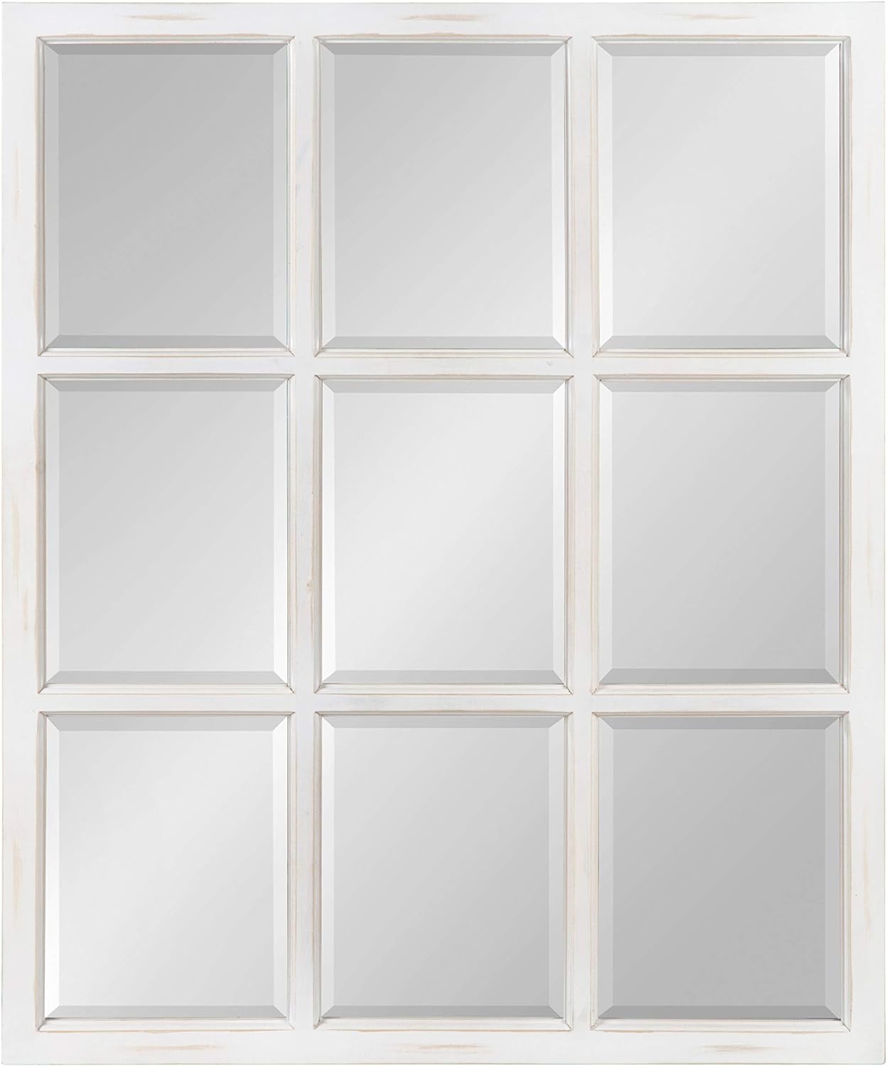 9-Panel Windowpane Wood Wall Mirror, 26 x 22 Inches