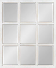 9-Panel Windowpane Wood Wall Mirror, 26 x 22 Inches