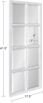 8-Panel Windowpane Wood Wall Mirror, 18 x 42 Inches