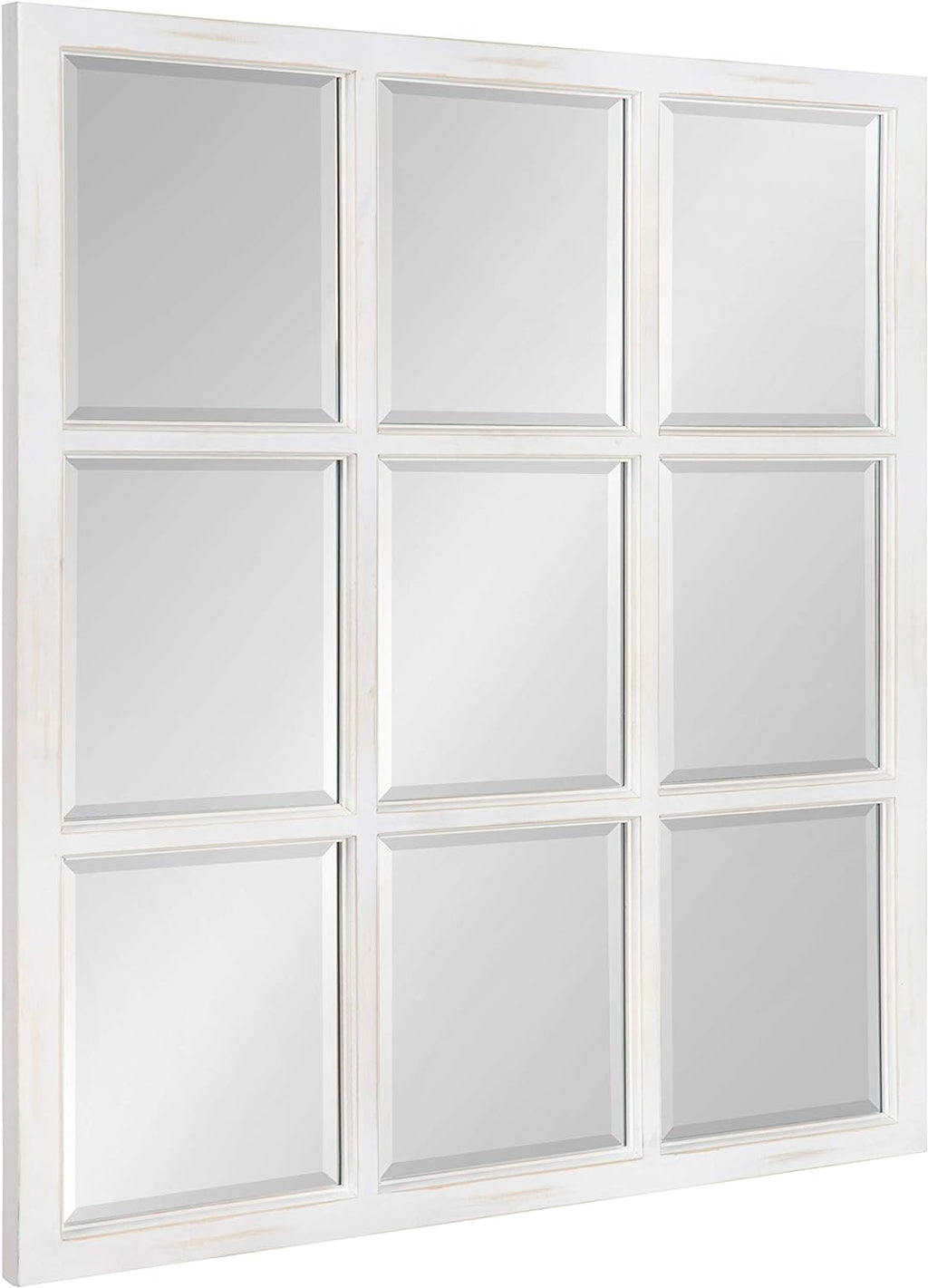 9-Panel Windowpane Wood Wall Mirror, 26 x 22 Inches