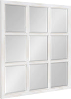 9-Panel Windowpane Wood Wall Mirror, 26 x 22 Inches