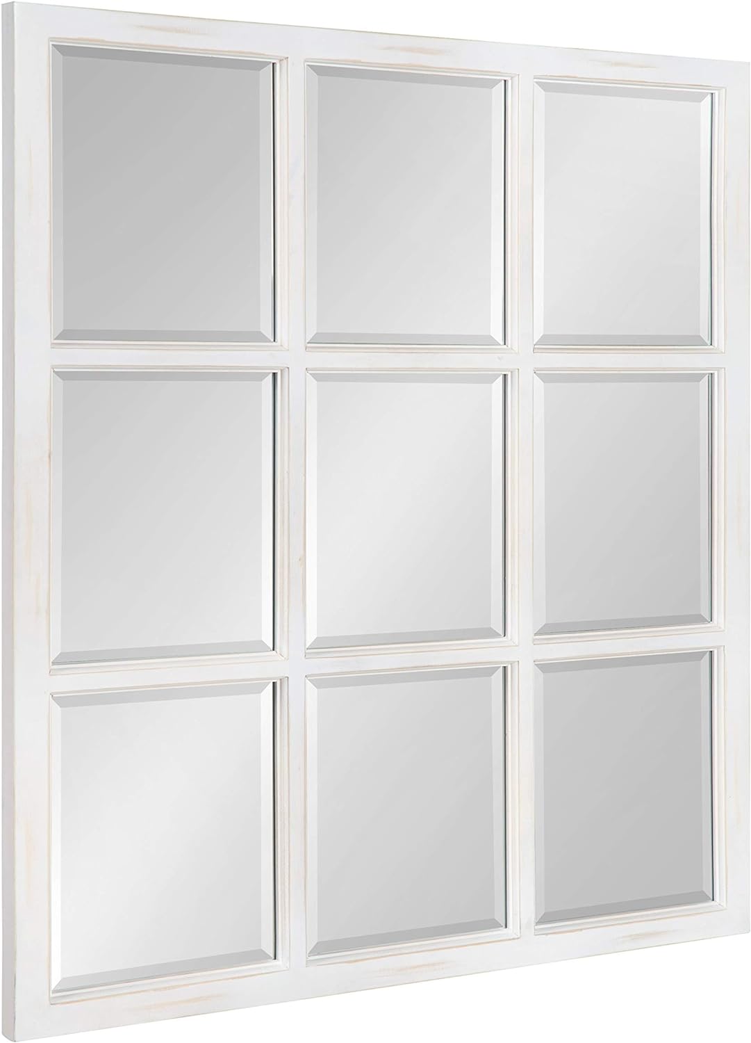 9-Panel Windowpane Wood Wall Mirror, 26 x 22 Inches