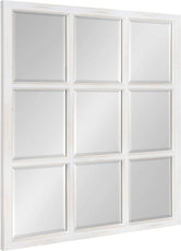 9-Panel Windowpane Wood Wall Mirror, 26 x 22 Inches