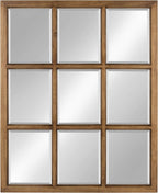 9-Panel Windowpane Wood Wall Mirror, 26 x 22 Inches