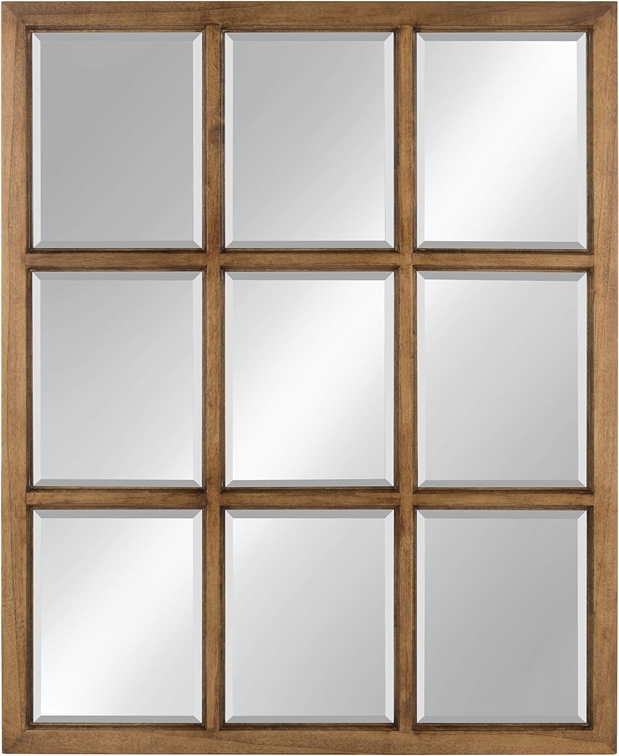 9-Panel Windowpane Wood Wall Mirror, 26 x 22 Inches
