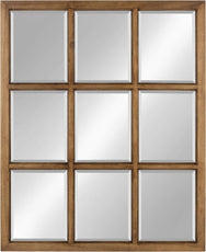 9-Panel Windowpane Wood Wall Mirror, 26 x 22 Inches