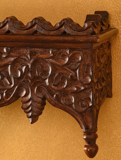 Handmade Indian Vintage Handcarved Wooden Wall Shelf || Original Hand Crafted Engraved by Artisan's of jodhpur - J.L.HOME DECOR