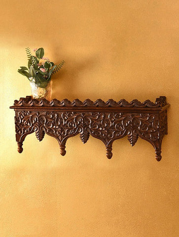 Handmade Indian Vintage Handcarved Wooden Wall Shelf || Original Hand Crafted Engraved by Artisan's of jodhpur - J.L.HOME DECOR
