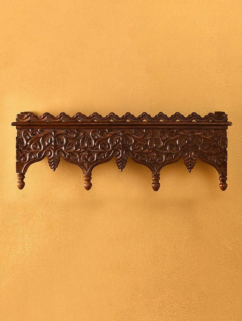 Handmade Indian Vintage Handcarved Wooden Wall Shelf || Original Hand Crafted Engraved by Artisan's of jodhpur - J.L.HOME DECOR