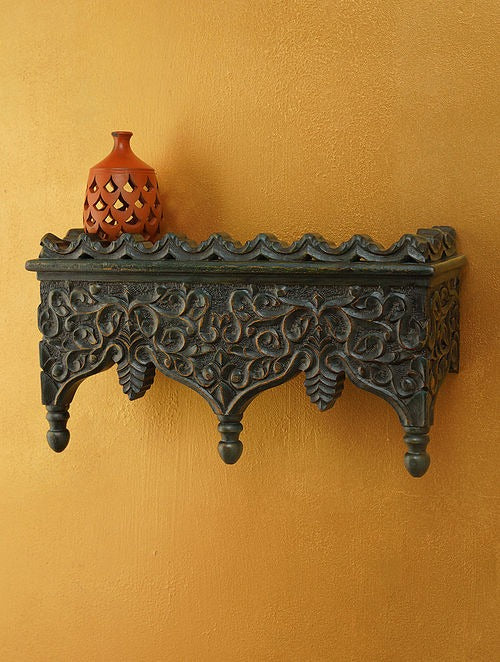 Handmade Indian Vintage Handcarved Wooden Wall Shelf || Original Hand Crafted Engraved by Artisan's of jodhpur - J.L.HOME DECOR