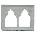 mango wood mirror, carved mirror, mehrab mirror, double arch mirror, arched mirror, white mirror, walnut mirror, rustic mirror, islamic mirror, moroccan mirror, wall mirror, statement mirror, architectural mirror, double mirror, twin arch, horizontal mirror, traditional mirror, handmade mirror, artisan mirror, premium mirror, quality mirror, durable mirror, elegant mirror, unique mirror, decorative mirror, focal piece mirror, handcrafted in india, sustainable mango wood, white finish, walnut finish, rustic 