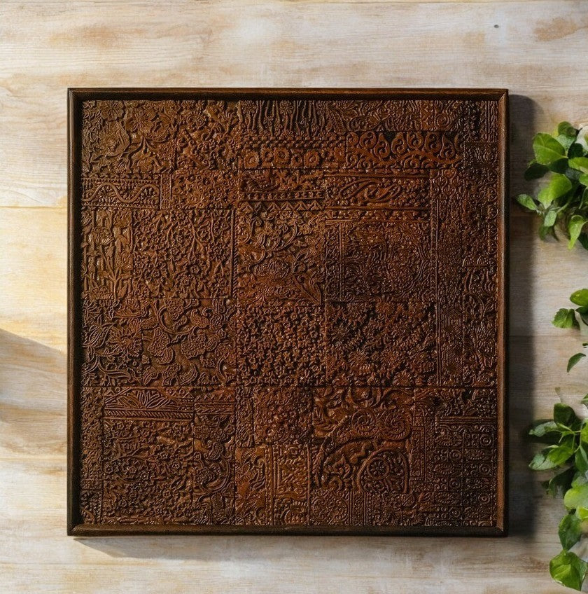 Handmade Wooden Carved Panel - Vintage Wall Décor