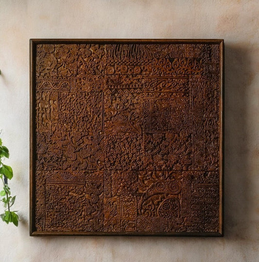 Handmade Wooden Carved Panel - Vintage Wall Décor