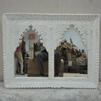 mango wood mirror, carved mirror, mehrab mirror, double arch mirror, arched mirror, white mirror, walnut mirror, rustic mirror, islamic mirror, moroccan mirror, wall mirror, statement mirror, architectural mirror, double mirror, twin arch, horizontal mirror, traditional mirror, handmade mirror, artisan mirror, premium mirror, quality mirror, durable mirror, elegant mirror, unique mirror, decorative mirror, focal piece mirror, handcrafted in india, sustainable mango wood, white finish, walnut finish, rustic 