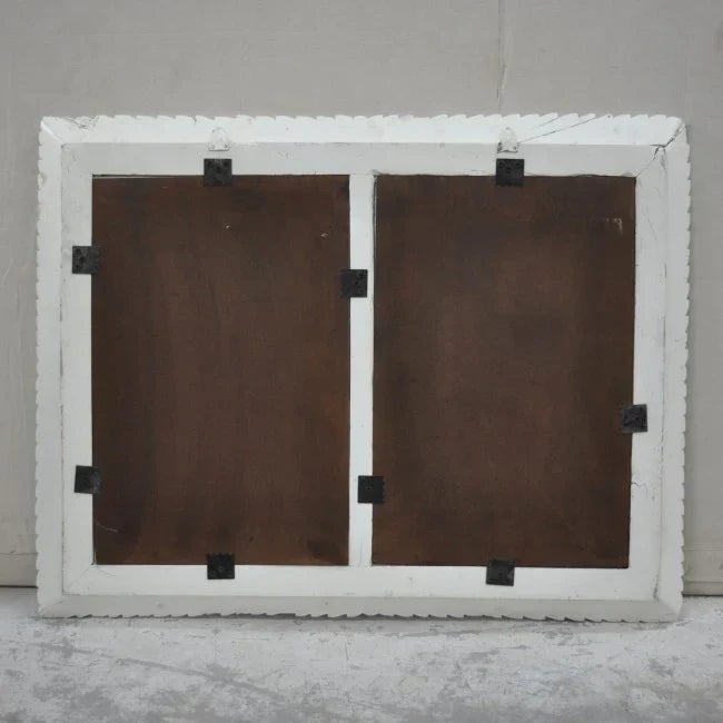 mango wood mirror, carved mirror, mehrab mirror, double arch mirror, arched mirror, white mirror, walnut mirror, rustic mirror, islamic mirror, moroccan mirror, wall mirror, statement mirror, architectural mirror, double mirror, twin arch, horizontal mirror, traditional mirror, handmade mirror, artisan mirror, premium mirror, quality mirror, durable mirror, elegant mirror, unique mirror, decorative mirror, focal piece mirror, handcrafted in india, sustainable mango wood, white finish, walnut finish, rustic 