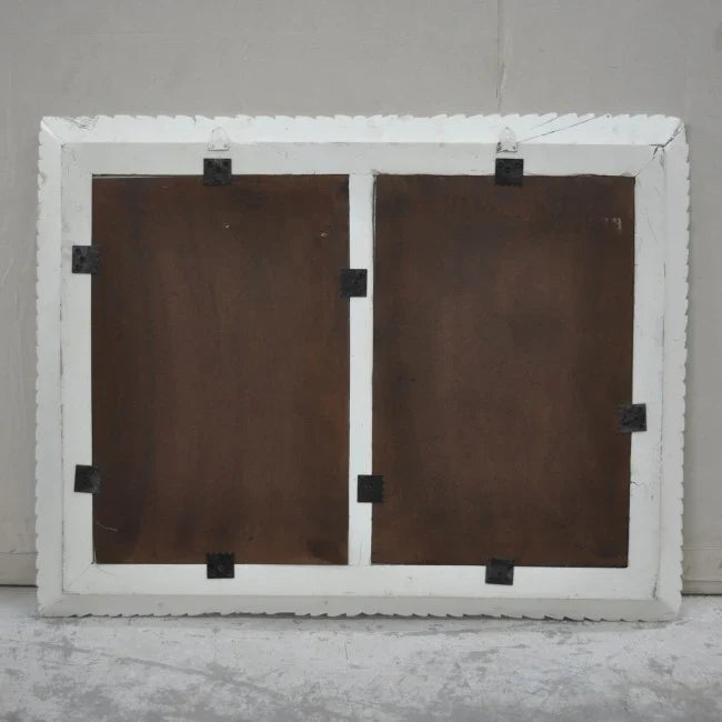 mango wood mirror, carved mirror, mehrab mirror, double arch mirror, arched mirror, white mirror, walnut mirror, rustic mirror, islamic mirror, moroccan mirror, wall mirror, statement mirror, architectural mirror, double mirror, twin arch, horizontal mirror, traditional mirror, handmade mirror, artisan mirror, premium mirror, quality mirror, durable mirror, elegant mirror, unique mirror, decorative mirror, focal piece mirror, handcrafted in india, sustainable mango wood, white finish, walnut finish, rustic 