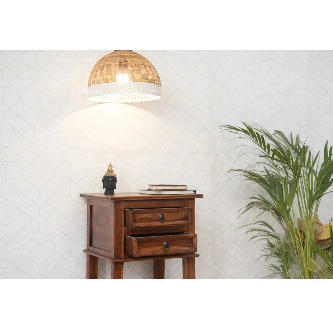 ContempoPeak Sheesham Wood Side Table – 16" Square, 30" High, Unique Contemporary Design by J.L.HOME DECOR