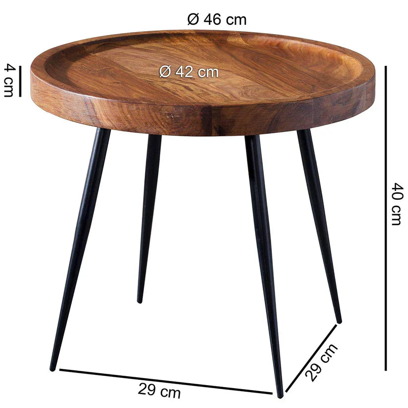 Tim Sheesham Wood End Table 100% Solid Natural Honey Walnut Finish 46x46x40cm Minimal Design